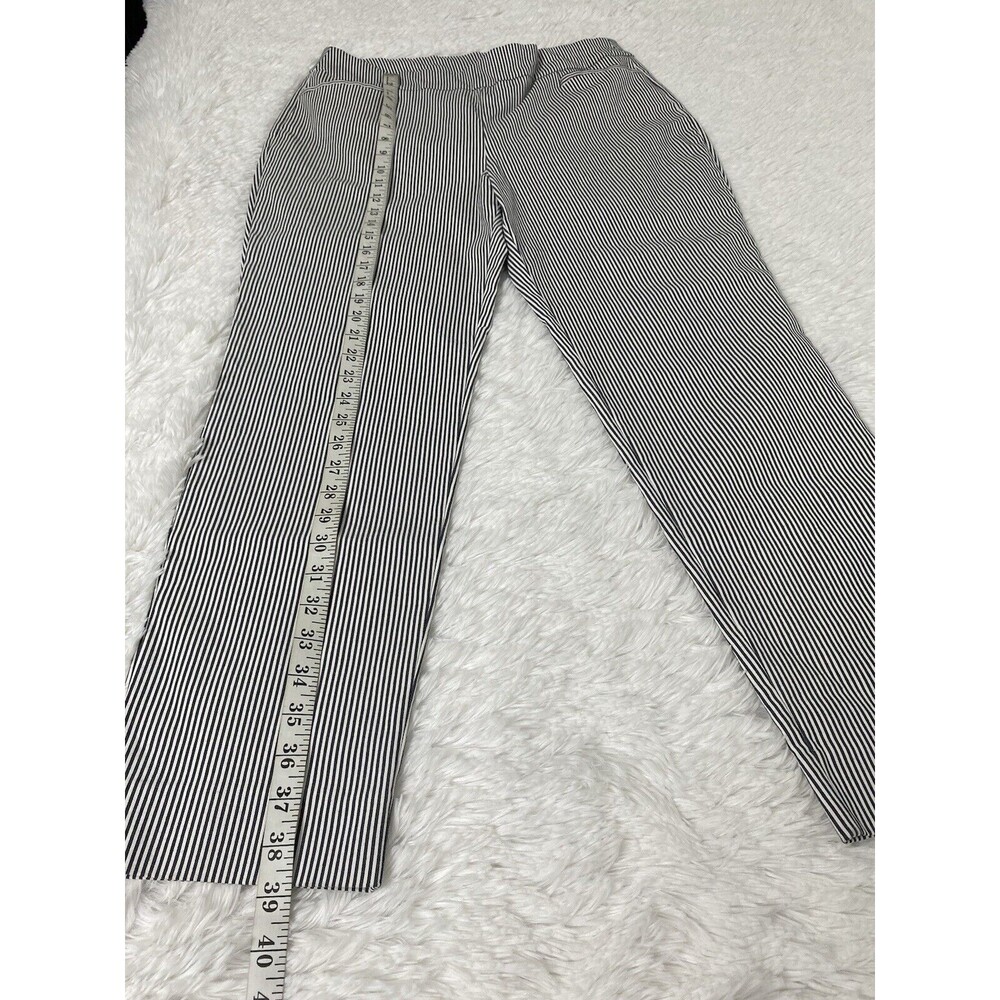 Chico's Dress Pants Women's Size 2R 12 L Navy Blue White Pinstripe  Stretch - Picture 3 of 14